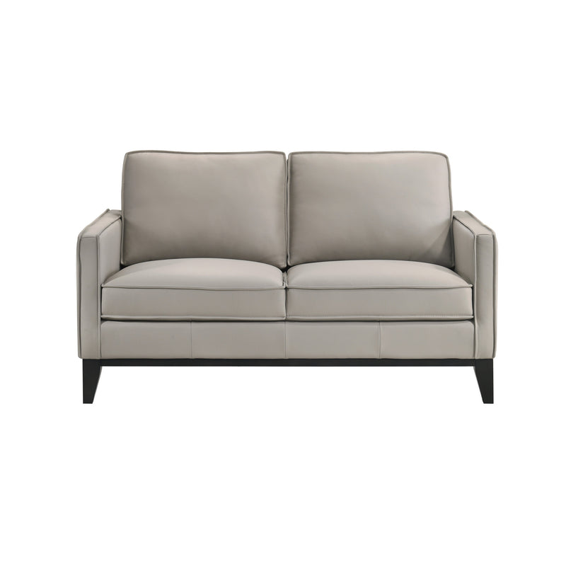 AARON LEATHER LOVESEAT-MIST GRAY