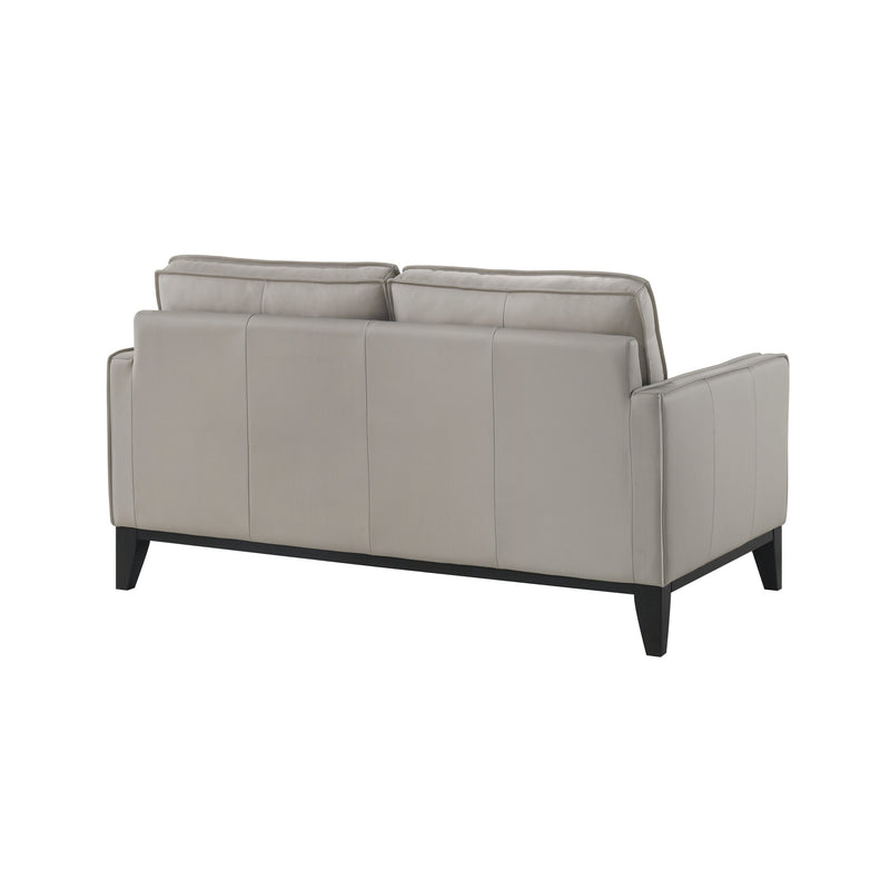 AARON LEATHER LOVESEAT-MIST GRAY