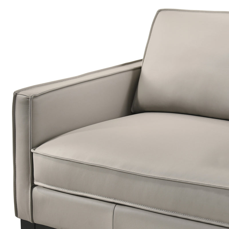 AARON LEATHER LOVESEAT-MIST GRAY