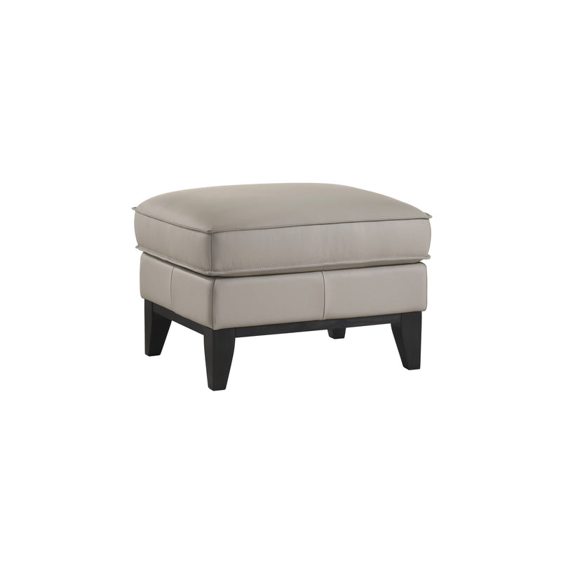 AARON LEATHER OTTOMAN-MIST GRAY
