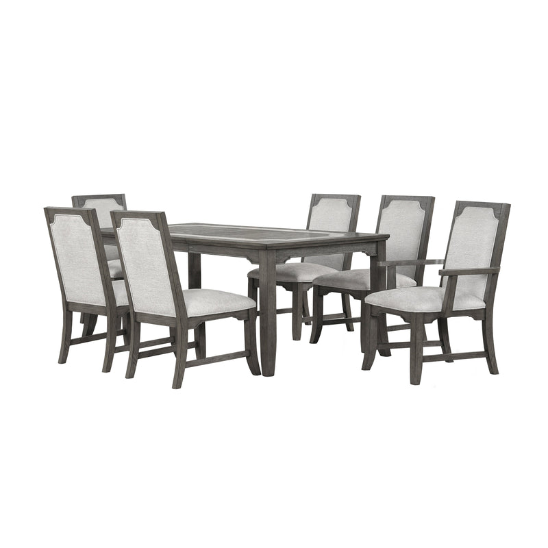 LISBON RECTANGLE DINING TABLE W / 4 CHAIRS & 2 ARMS CHAIRS