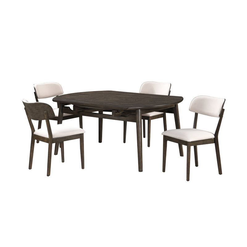 REX -65" ROUND DINING TABLE WITH LEAVES+4 CHAIRS