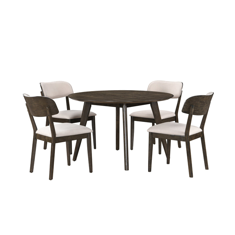 REX - 48" ROUND DINING TABLE + 4 OPEN BACK CHAIRS