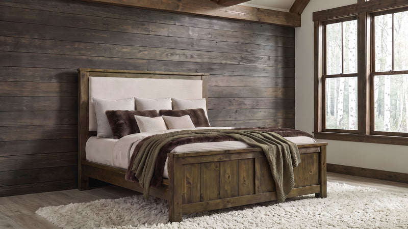 Doherty California King Linen Panel Bed Rustic Brown