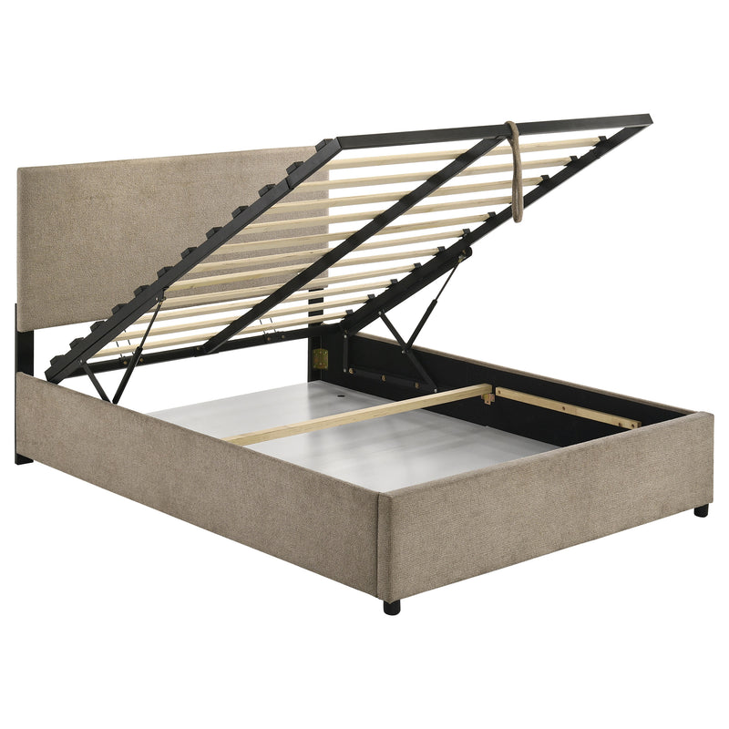 Reeves Upholstered Full Lift-Top Storage Platform Bed Tan