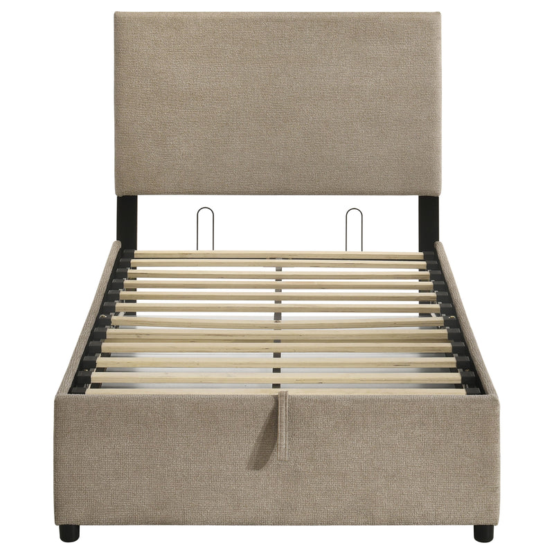 Reeves Upholstered Twin Lift-Top Storage Platform Bed Tan