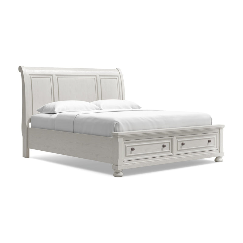 Robbinsdale California King Sleigh Bed with Storage with Mirrored Dresser