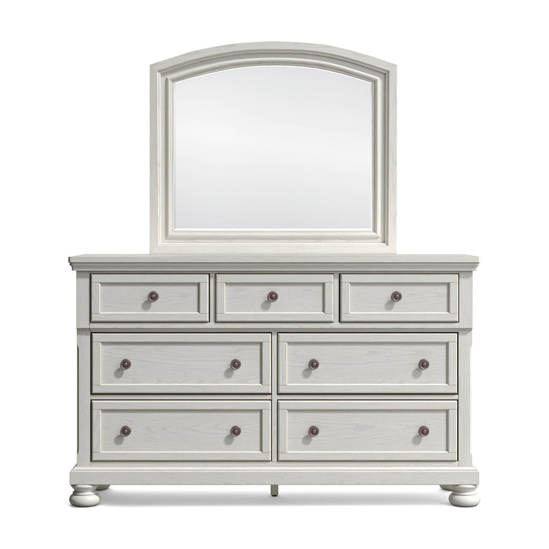 Robbinsdale California King Sleigh Bed with Storage with Mirrored Dresser