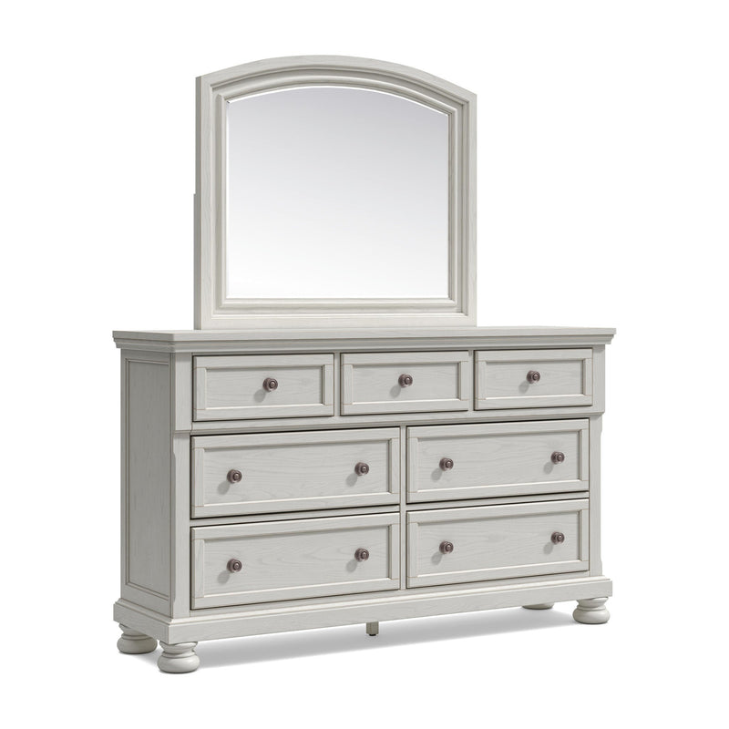 Robbinsdale California King Sleigh Bed with Storage with Mirrored Dresser