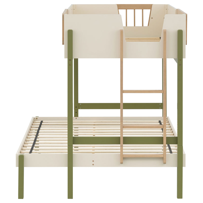 Evren Twin-over-Full Bunk Bed with Trundle and Ladder Tri-Tone