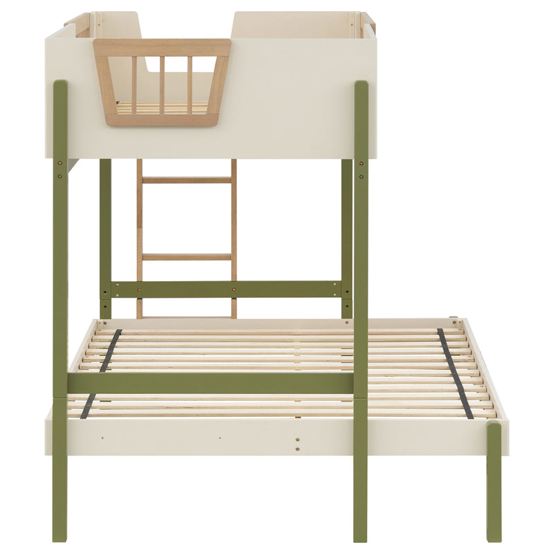 Evren Twin-over-Full Bunk Bed with Trundle and Ladder Tri-Tone