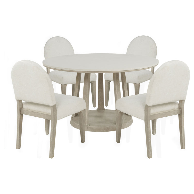 Lucaire 5-piece 54-inch Round Cultured Marble Dining Set Cream