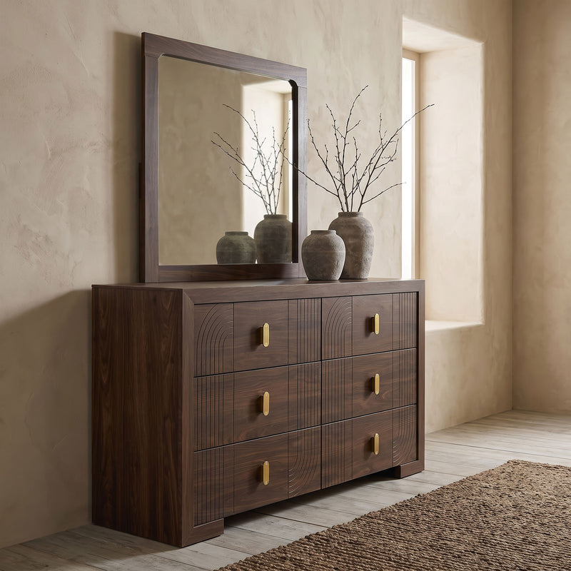 Etienne 6-drawer Dresser with Mirror Walnut