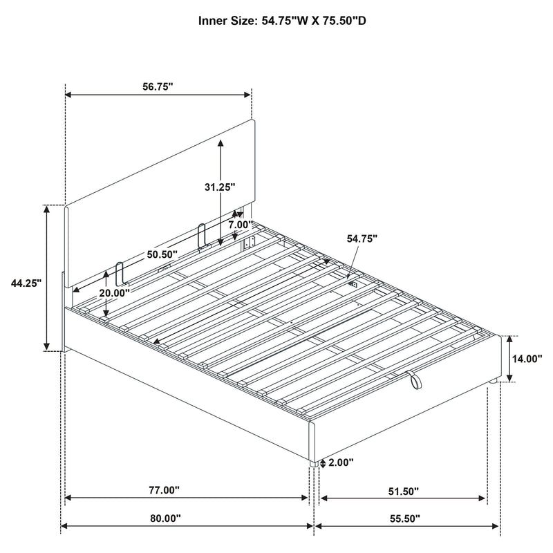 Reeves Upholstered Full Lift-Top Storage Platform Bed Grey