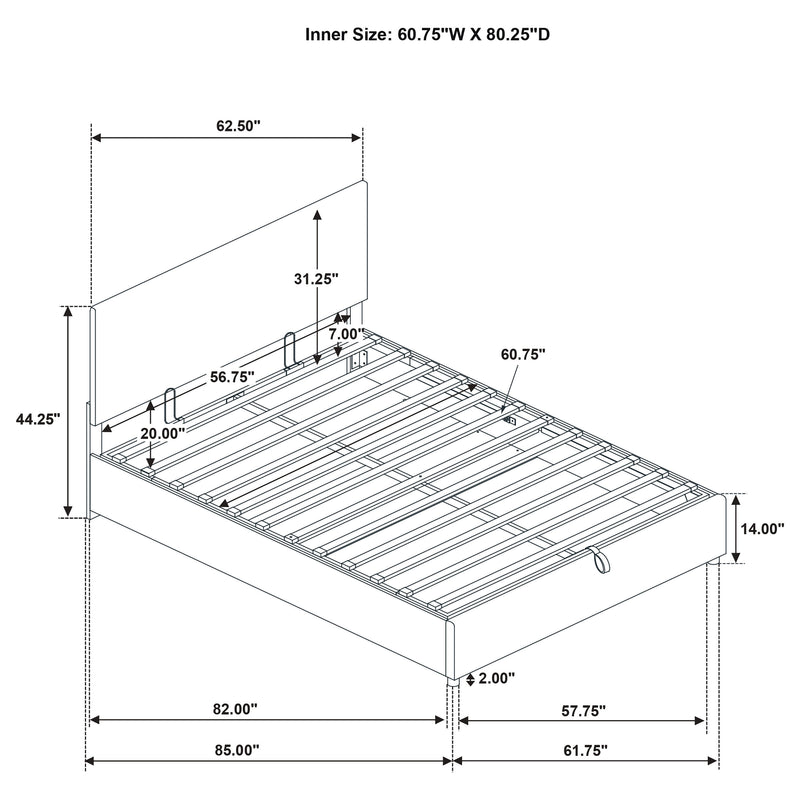 Reeves Upholstered Queen Lift-Top Storage Platform Bed Tan