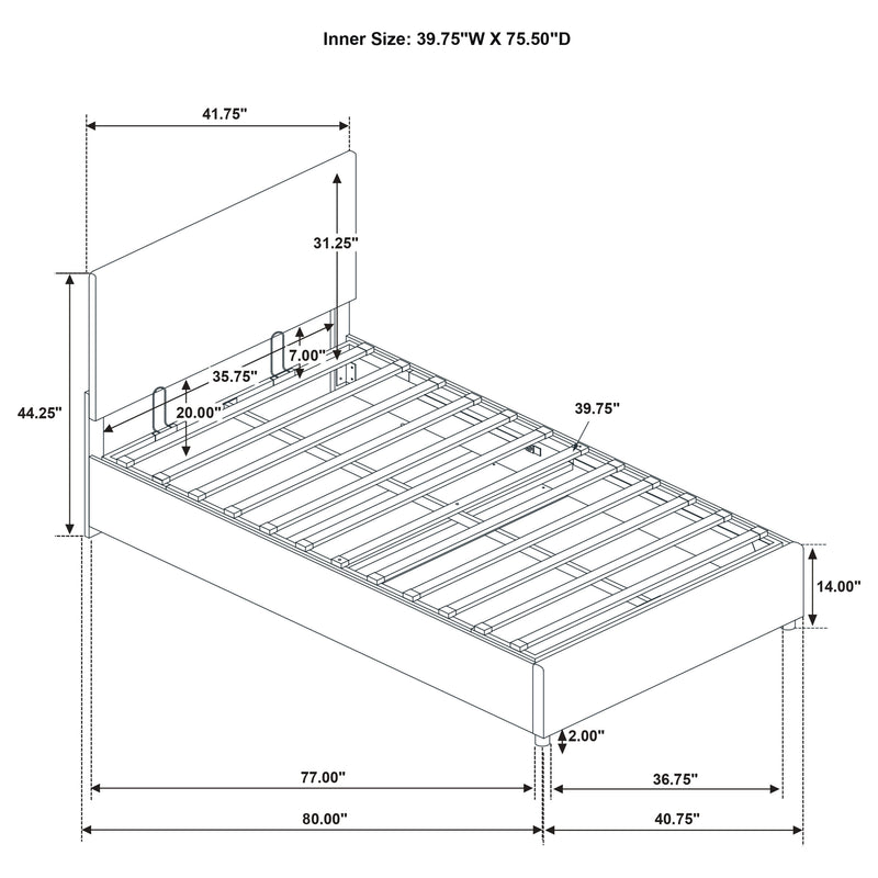 Reeves Upholstered Twin Lift-Top Storage Platform Bed Tan