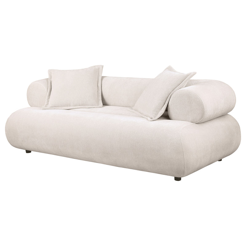 Eskola 3-seat Chenille Sofa with Rounded Shelter Arms Ivory