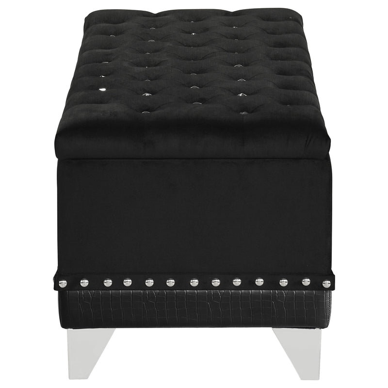 Barzini Velvet Upholstered Tufted Storage Bench Black