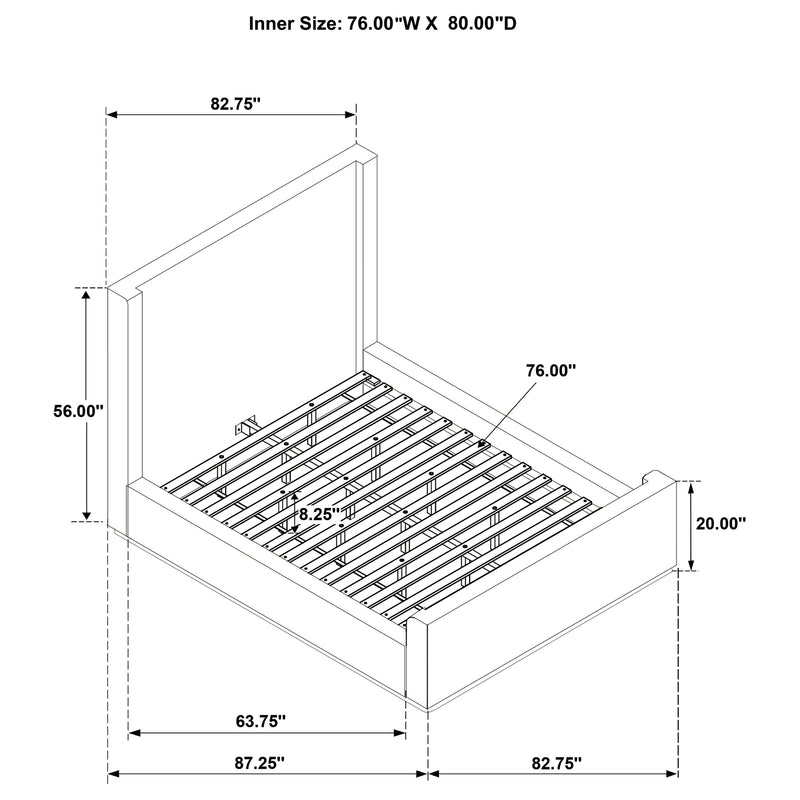 Nala Eastern King Fabric Upholstered Platform Bed Tan