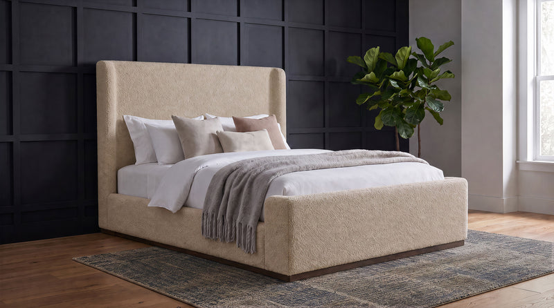 Nala Queen Fabric Upholstered Platform Bed Tan