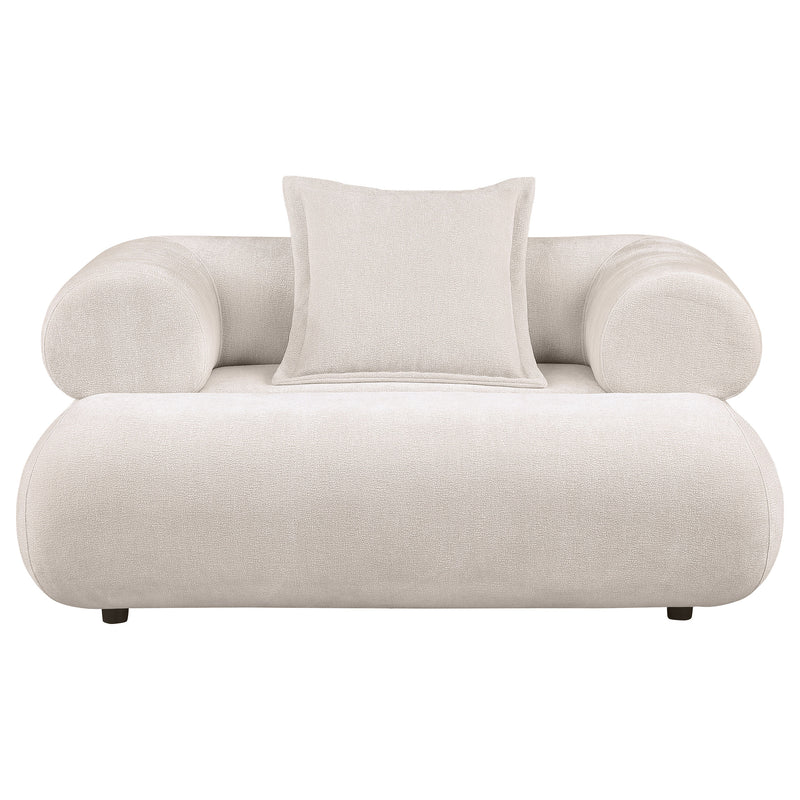 Eskola Chenille Accent Chair with Rounded Shelter Arms Ivory