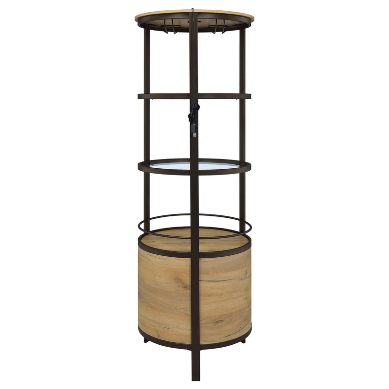 Ritter Round LED Bar Wine Storage Cabinet Rustic Oak