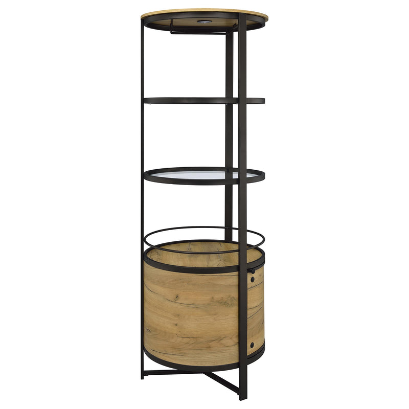Ritter Round LED Bar Wine Storage Cabinet Rustic Oak