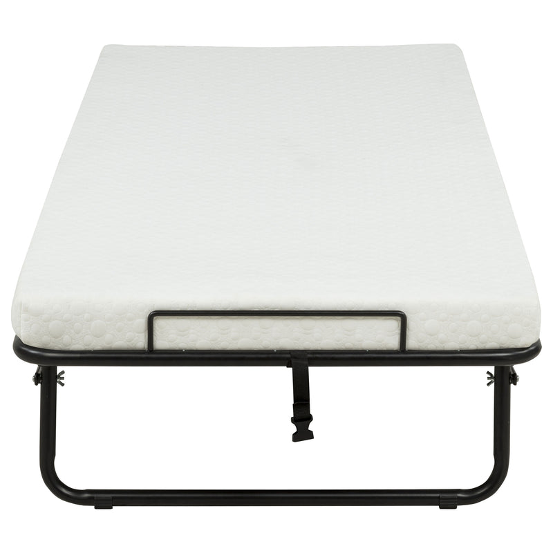 Massey Twin Folding Bed Frame with Memory Foam Mattress Black