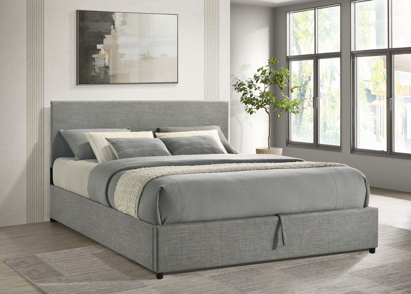 Reeves Upholstered Eastern King Lift-Top Storage Platform Bed Grey