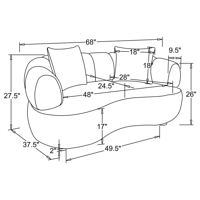 Casarin Fabric Channel-Back Loveseat Brown