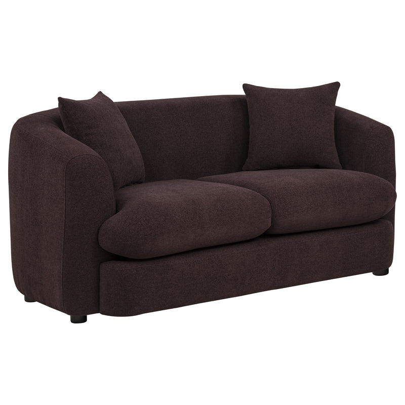 Delroy 3-Piece Stationary Sofa Set Aubergine Polyester Upholstery