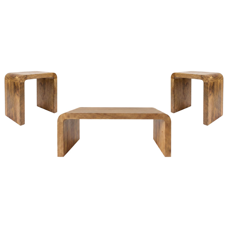 Booker 3-piece Mango Wood Coffee and End Table Set Natural