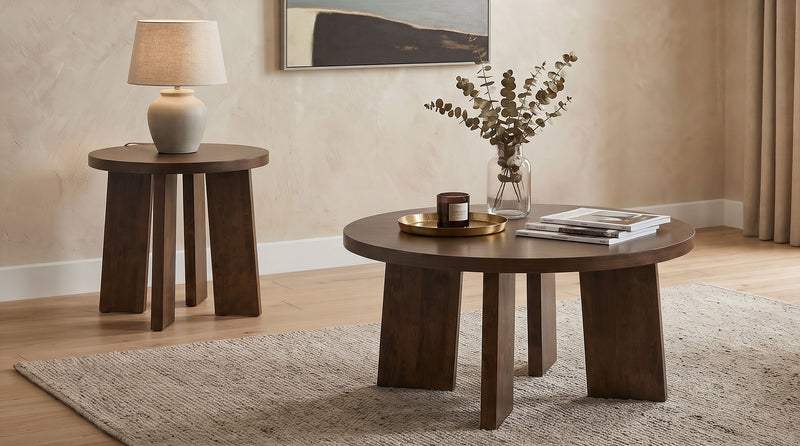 Strouse Contemporary Round Coffee Table in Dark Walnut