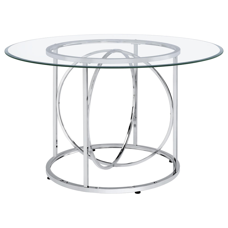 Levy 48-inch Round Glass Top Dining Table Chrome