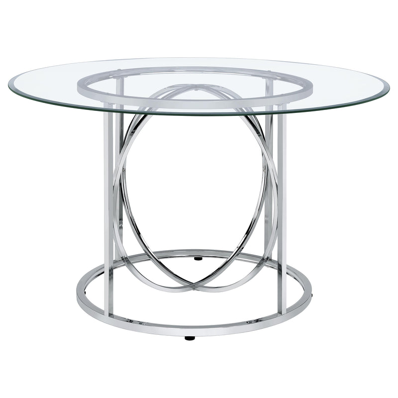 Levy 48-inch Round Glass Top Dining Table Chrome