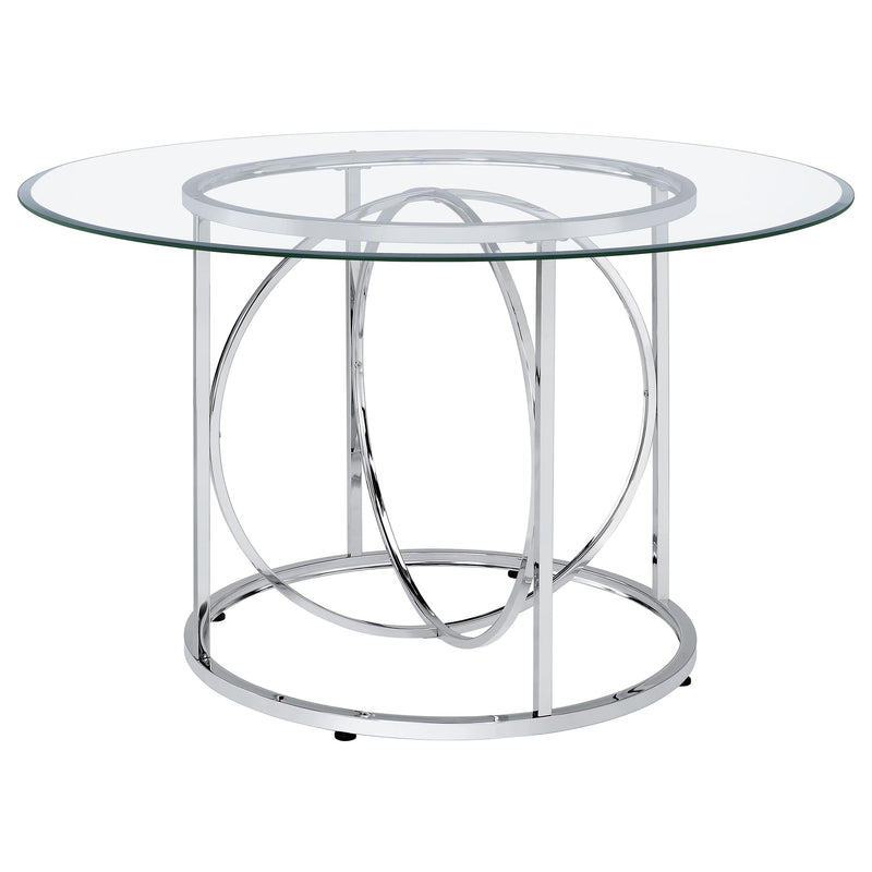Levy 48-inch Round Glass Top Dining Table Chrome