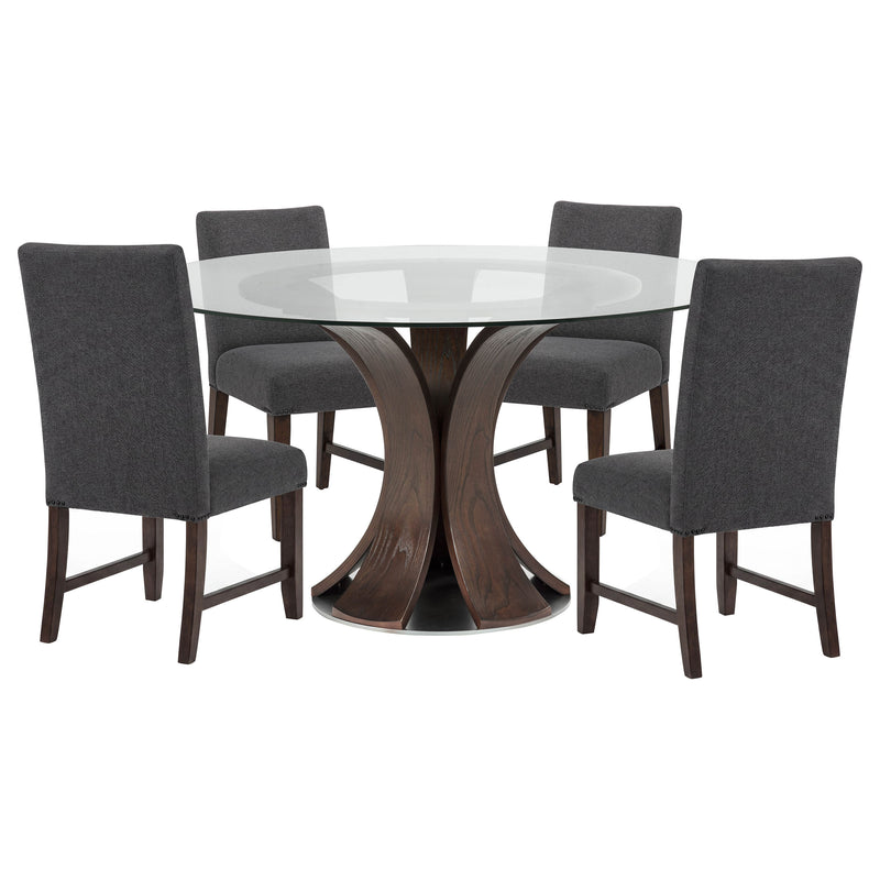 Naser 5-piece 48-inch Round Dining Table Set Grey and Dark Walnut
