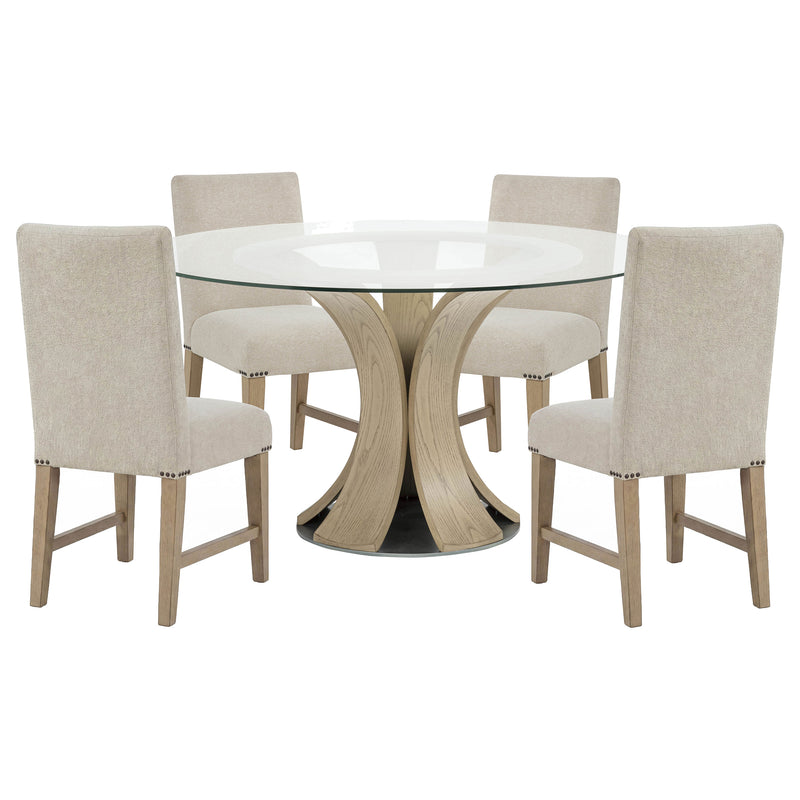 Naser 5-piece 48-inch Round Dining Table Set Beige and Light Oak