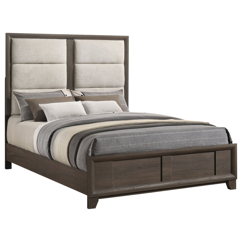 Farre Eastern King Upholstered Panel Bed Dark Brown