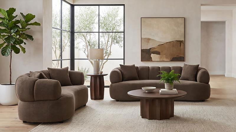 Casarin Fabric 2-Piece Channel-Back Sofa Set Brown