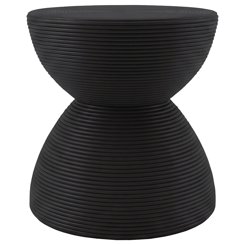 Macedo 2-Piece Transitional Round Rattan Coffee and End Table Set Black