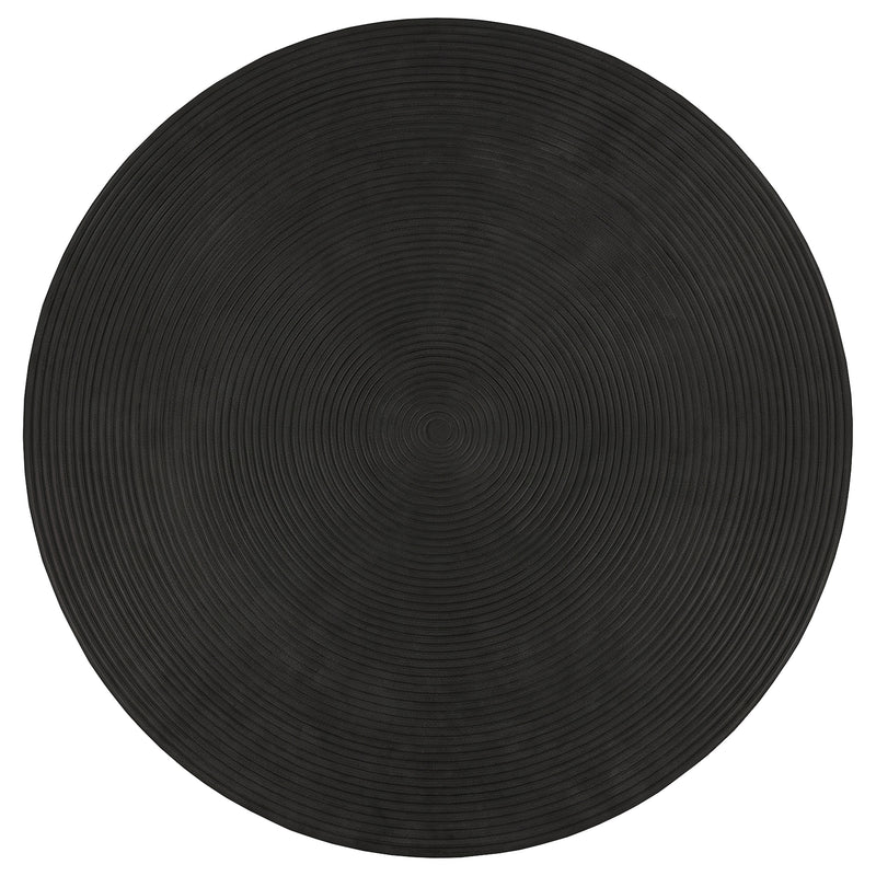 Macedo 2-Piece Transitional Round Rattan Coffee and End Table Set Black