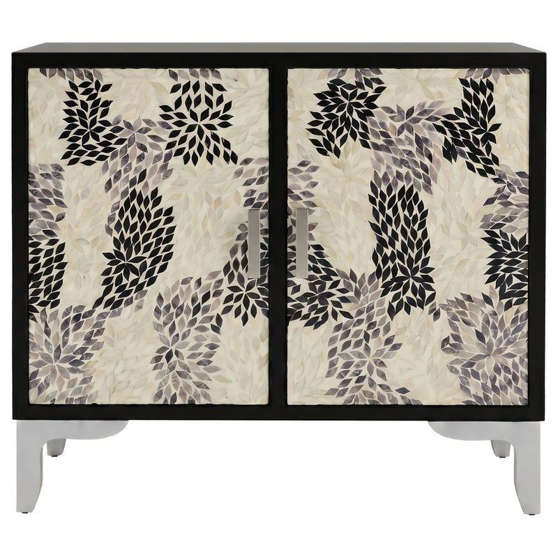 Forbes 2-door Bone Inlay Mosaic Accent Storage Cabinet Black