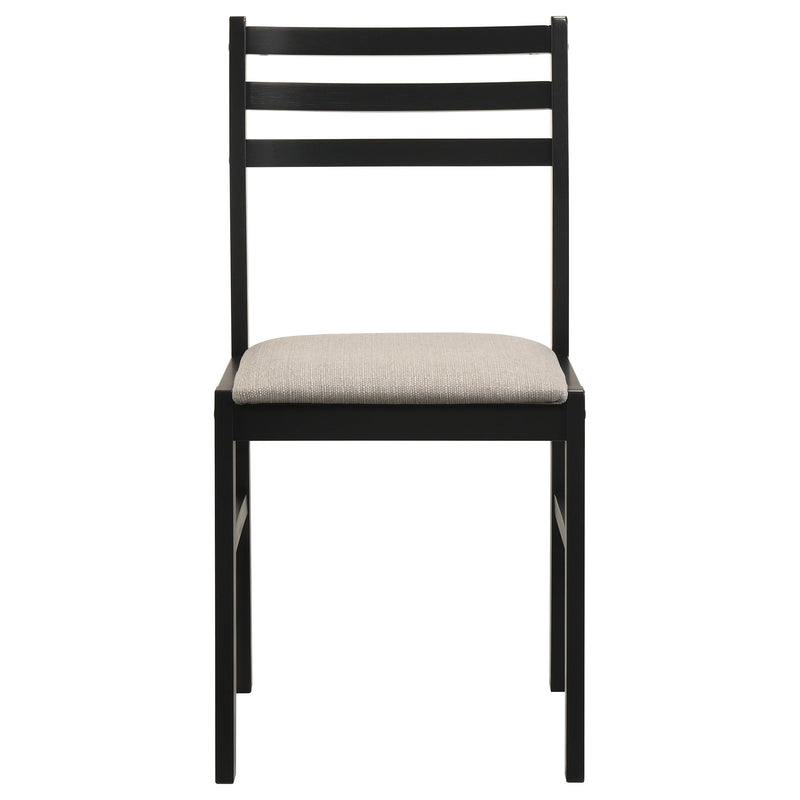 Sykes Fabric Upholstered Ladder Back Side Chair Black and Beige (Set of 2)