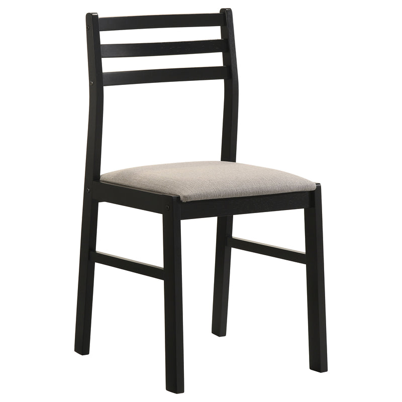 Sykes Fabric Upholstered Ladder Back Side Chair Black and Beige (Set of 2)
