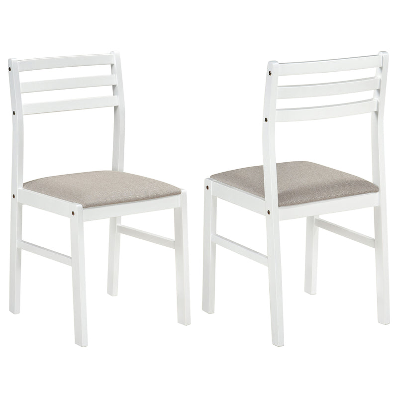 Sykes Fabric Upholstered Ladder Back Side Chair White and Beige (Set of 2)