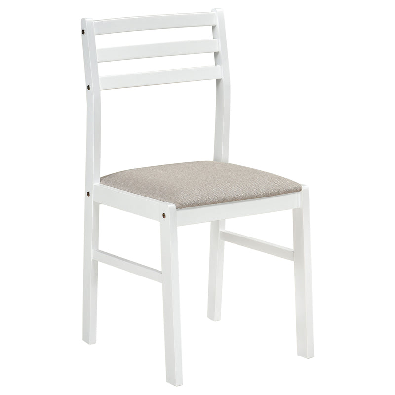 Sykes Fabric Upholstered Ladder Back Side Chair White and Beige (Set of 2)