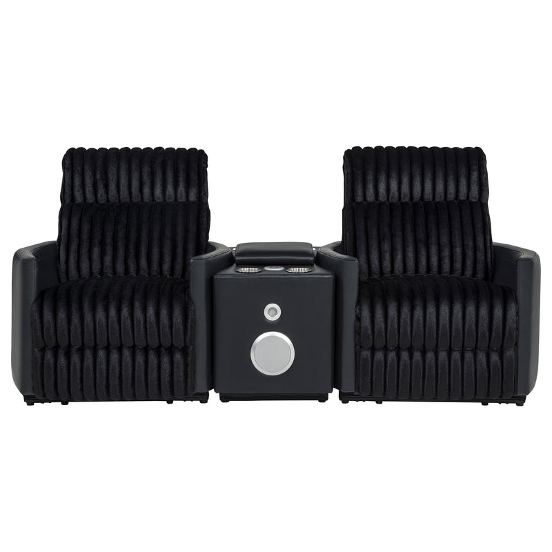 Madden 3-piece Corduroy Upholstered Manual Theater Seating Black