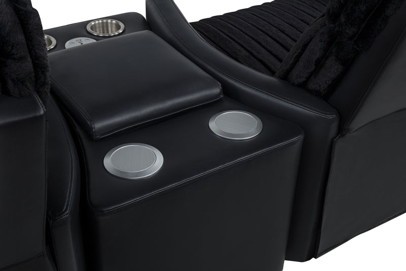 Madden 3-piece Corduroy Upholstered Manual Theater Seating Black