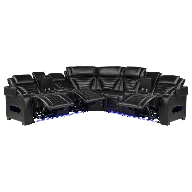 Zuma 3-Piece Dual Power Faux Leather Reclining Sectional Sofa Black